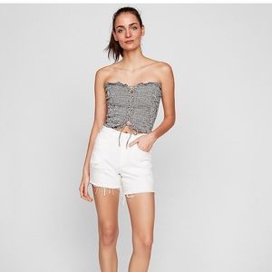 NWT EXPRESS HIGH WAISTED WHITE RAW HEM SHORTS